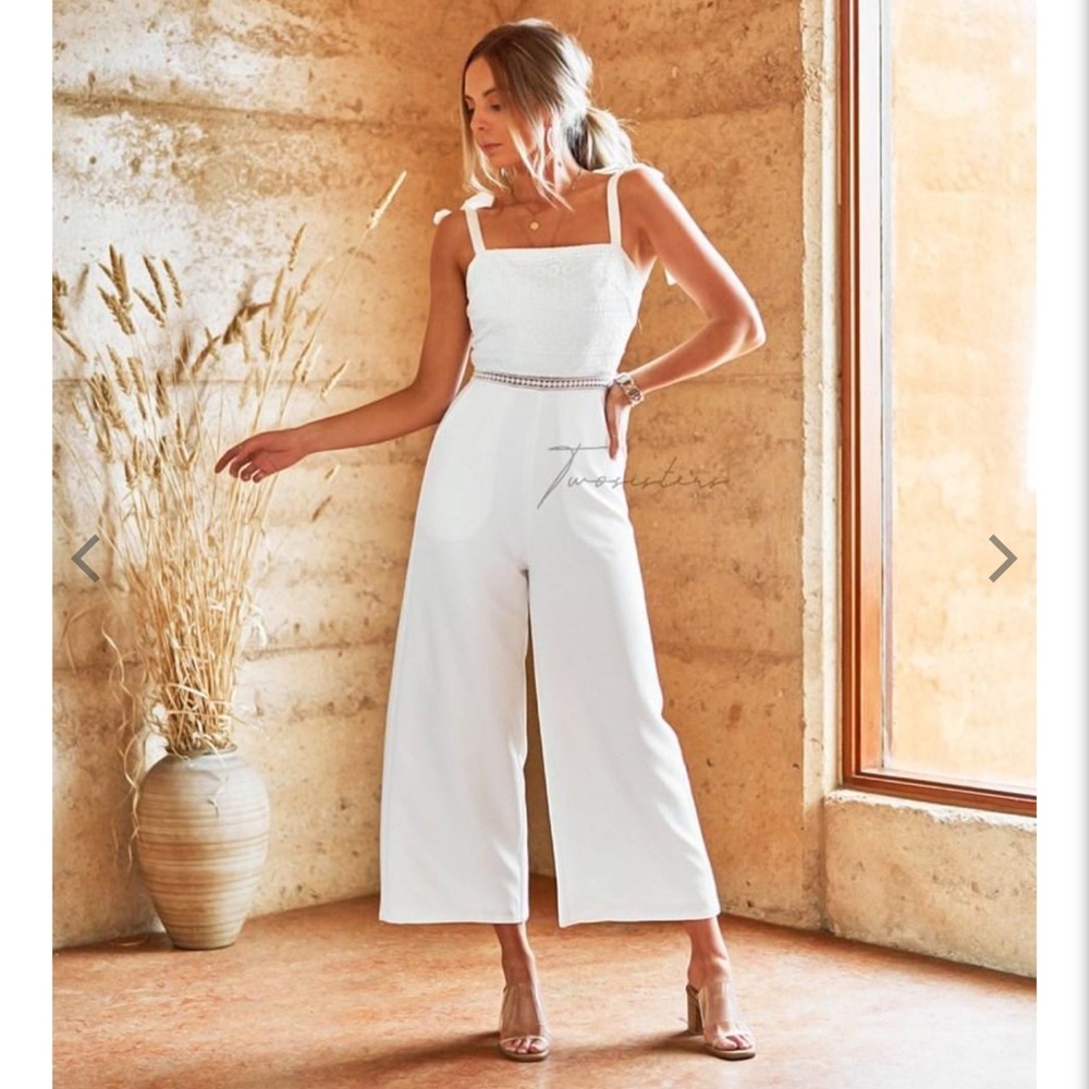 White Strappy Wide-Leg Jumpsuit